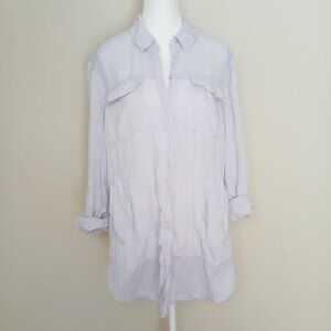 Anthropologie Holding Horses Button Up Semi Sheer Tunic Light Blue Size Medium